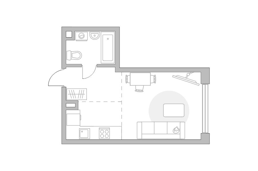 Студия 28,5 м²