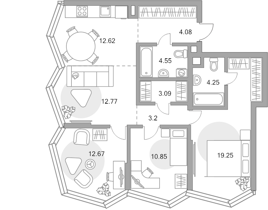 4 ккв (Евро) 89,1 м²
