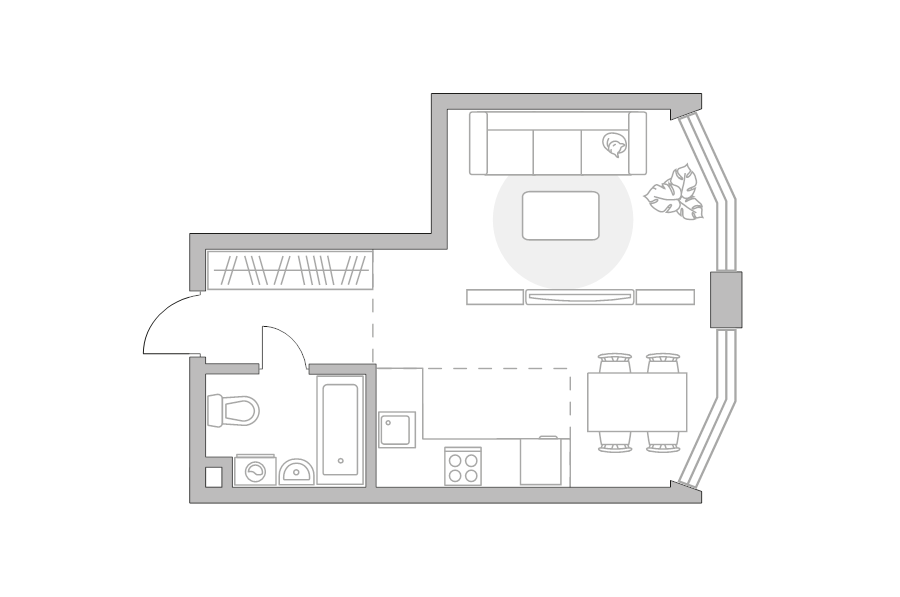 Студия 34,5 м²