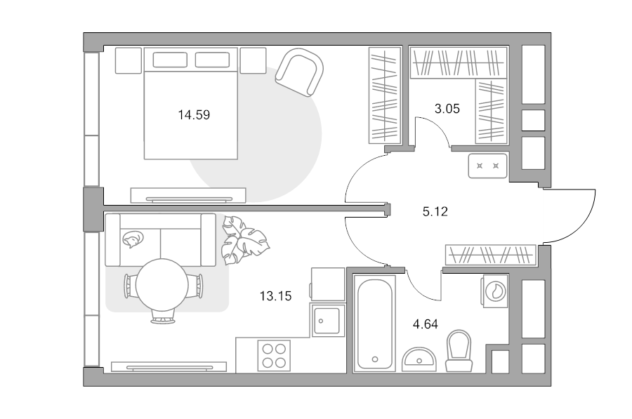 1 ккв 40,6 м²