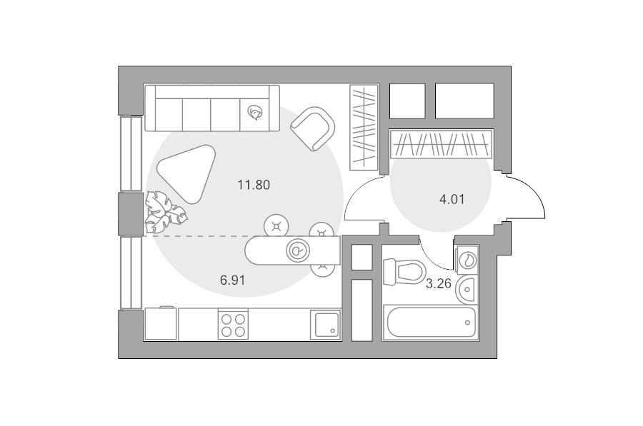 Студия 26 м²