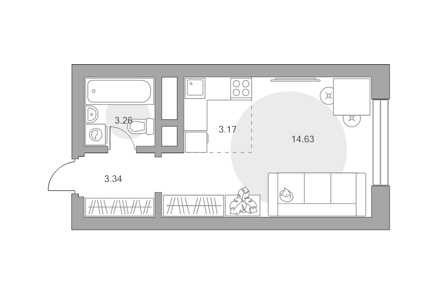 Студия 24,4 м²