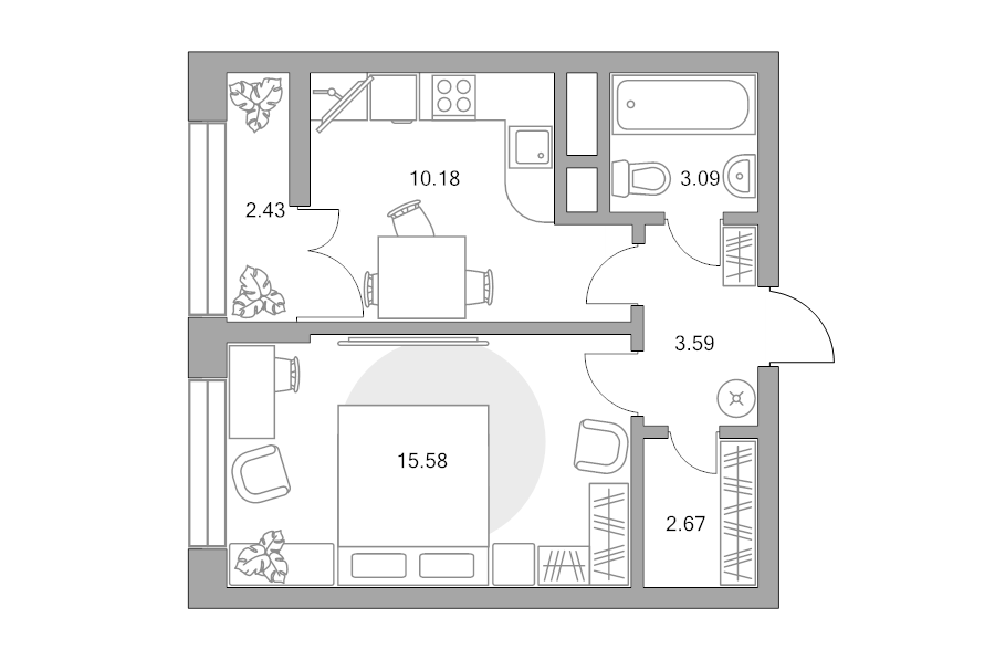 1 ккв 37,5 м²