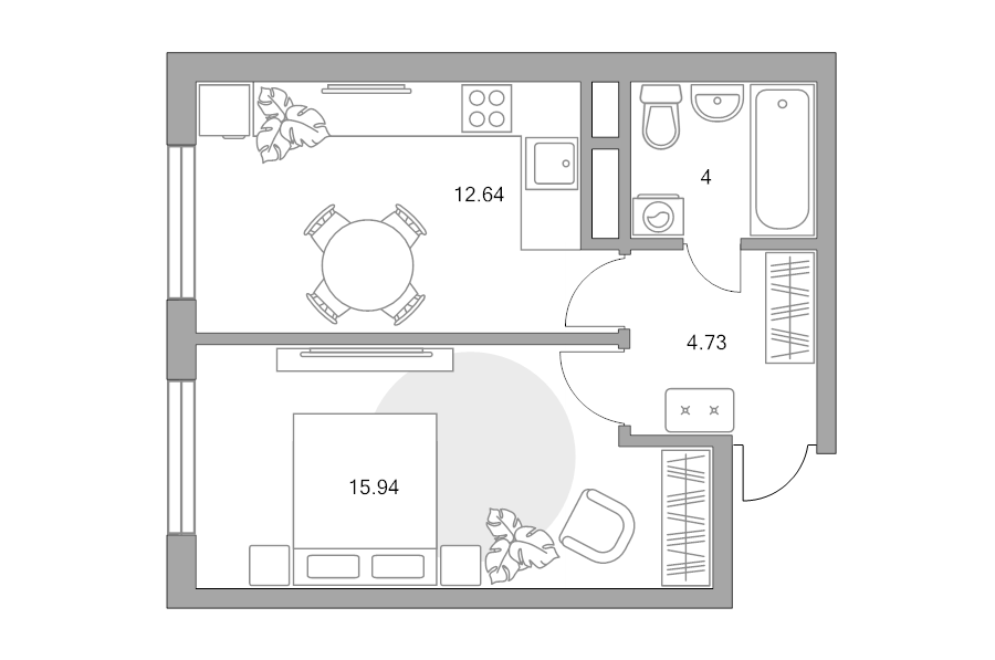1 ккв 37,3 м²