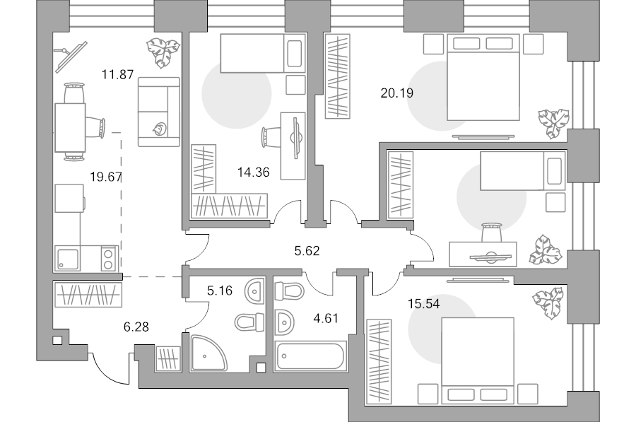 5 ккв (Евро) 103,3 м²
