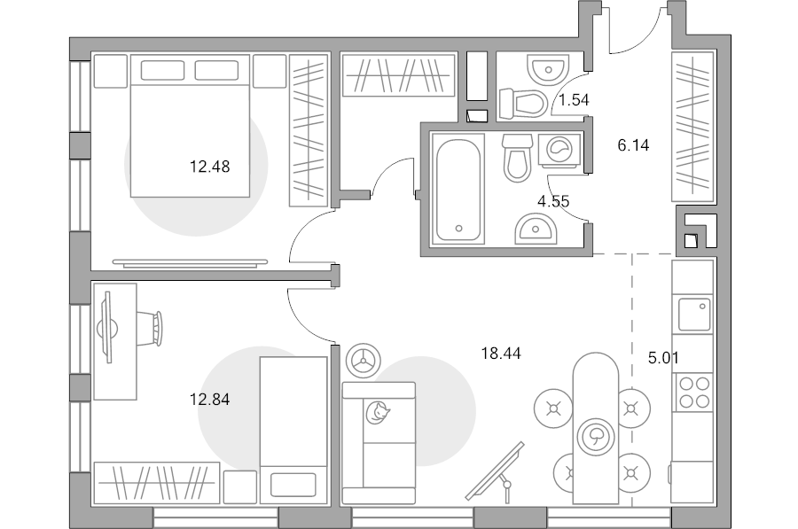 3 ккв (Евро) 64,5 м²