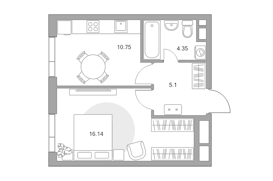 1 ккв 36,3 м²