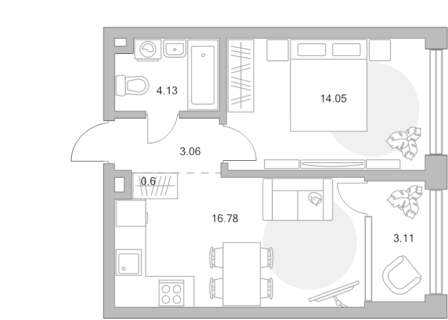 2 ккв (Евро) 41,7 м²