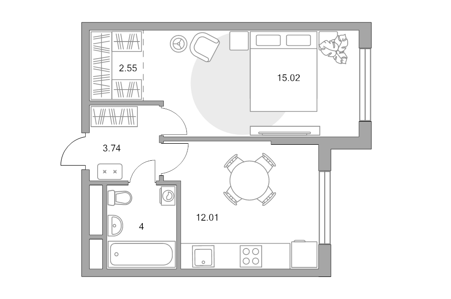 1 ккв 37,3 м²