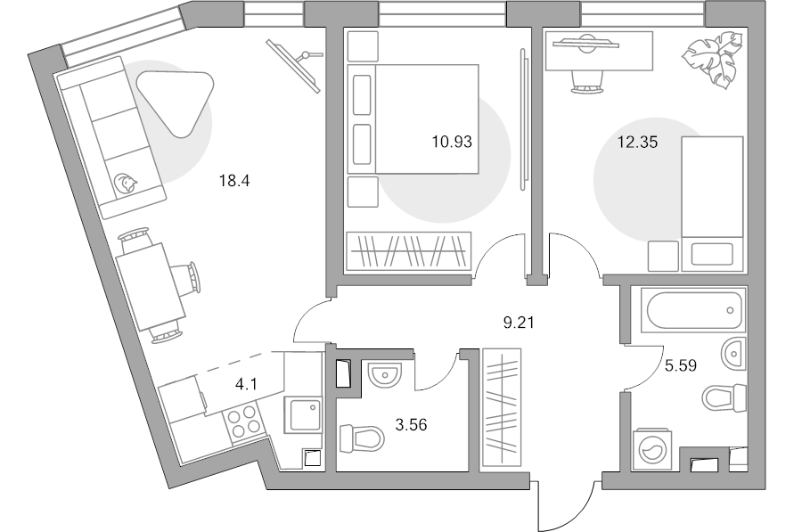 3 ккв (Евро) 64,1 м²