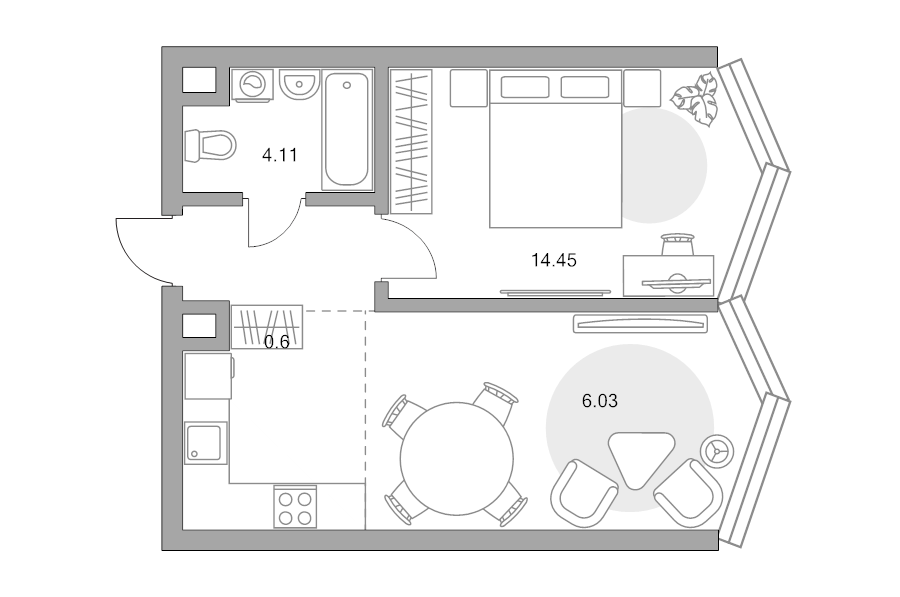2 ккв (Евро) 42,7 м²