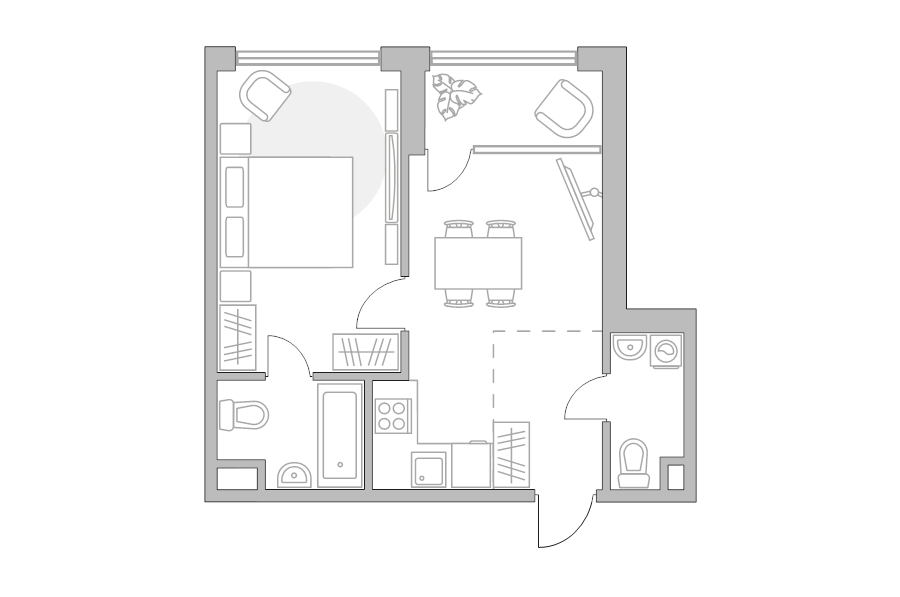 2 ккв (Евро) 44 м²