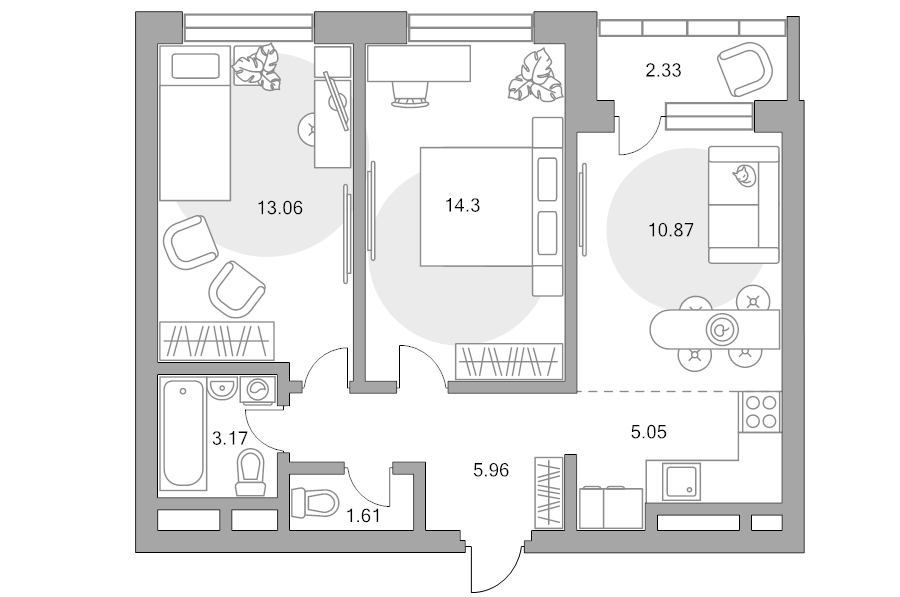 3 ккв (Евро) 56,4 м²