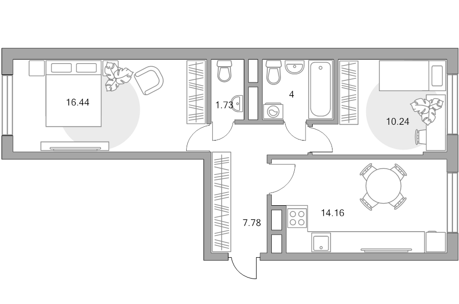 2 ккв 54,4 м²