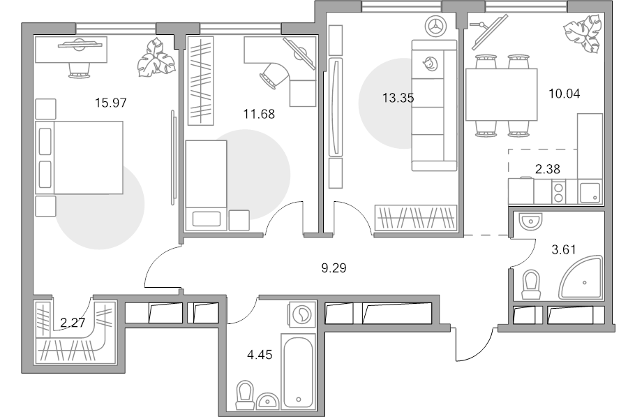 3 ккв 73 м²