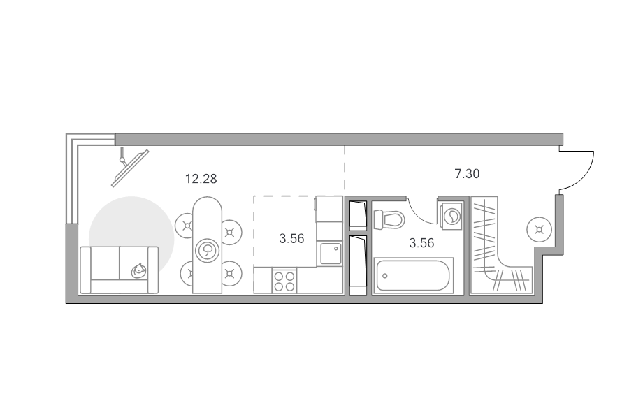 Студия 26,8 м²