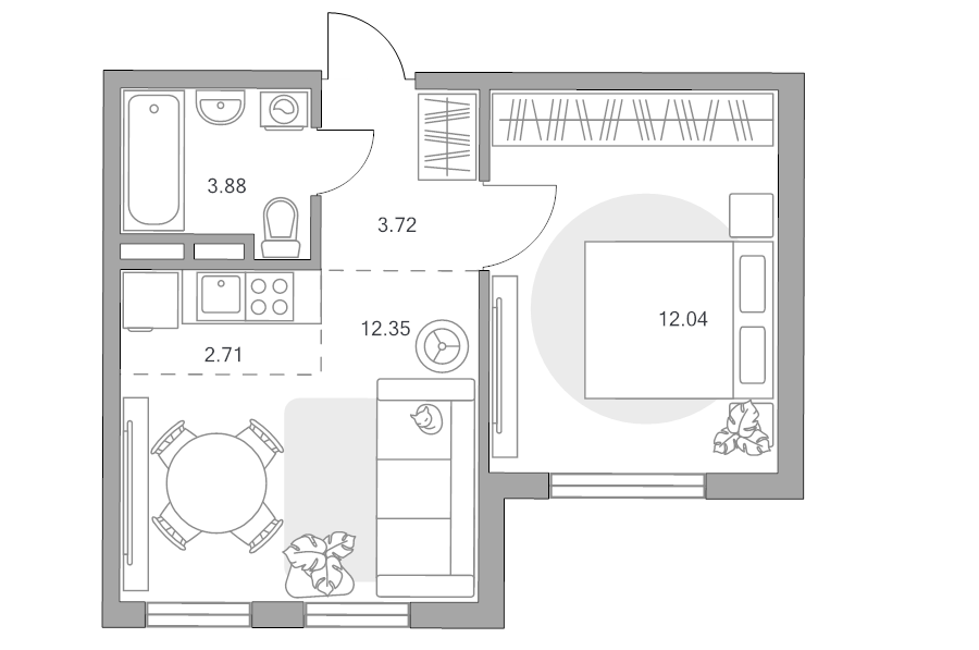 2 ккв (Евро) 34,7 м²