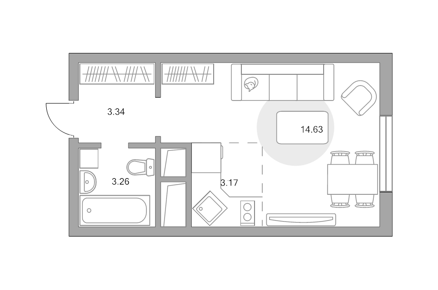 Студия 24,4 м²