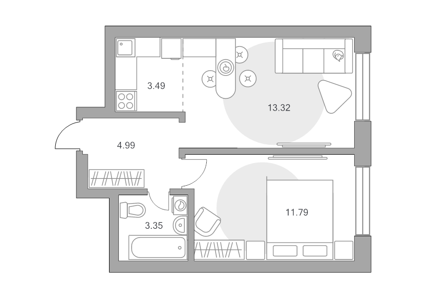 2 ккв (Евро) 36,9 м²