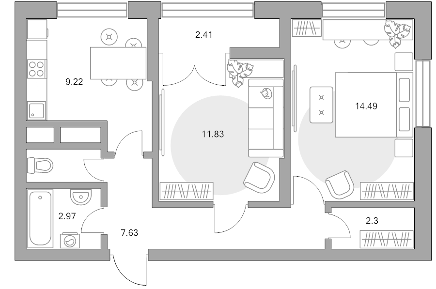 2 ккв 52,5 м²