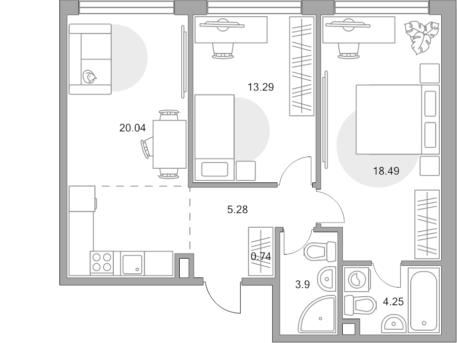 3 ккв (Евро) 66 м²