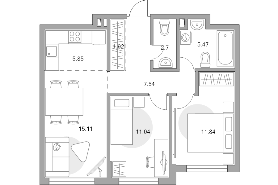 3 ккв (Евро) 61,5 м²