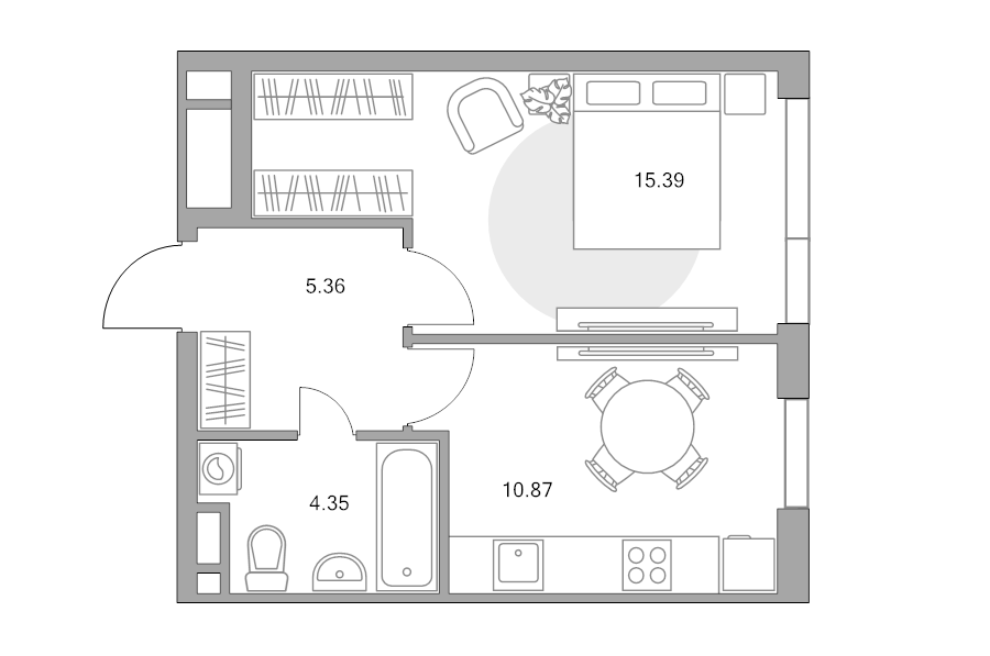 1 ккв 36 м²