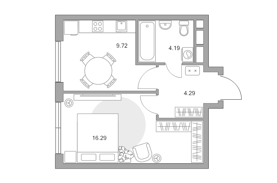 1 ккв 34,5 м²