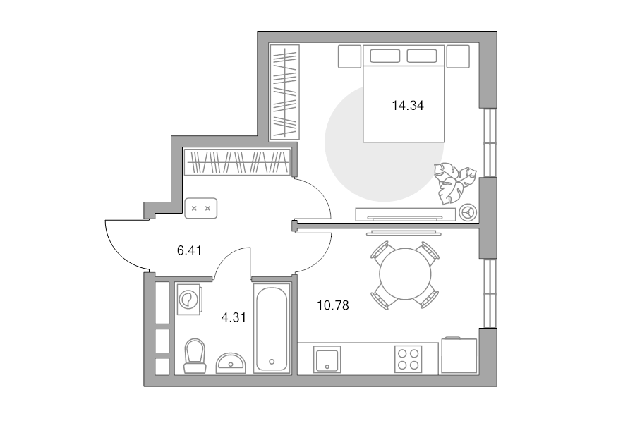 1 ккв 35,8 м²