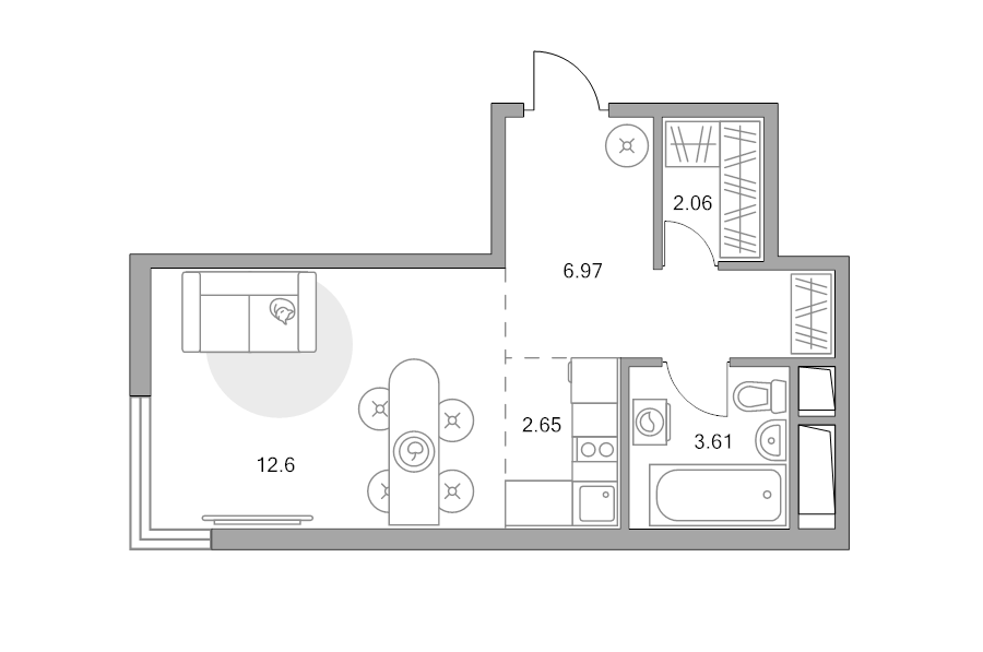 Студия 27,9 м²