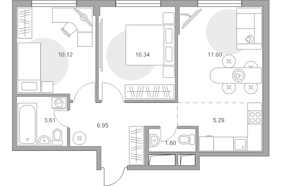 3 ккв (Евро) 49,5 м²