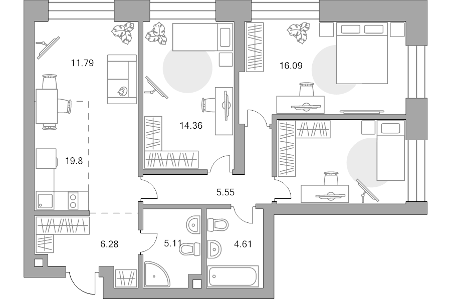 4 ккв (Евро) 83,6 м²