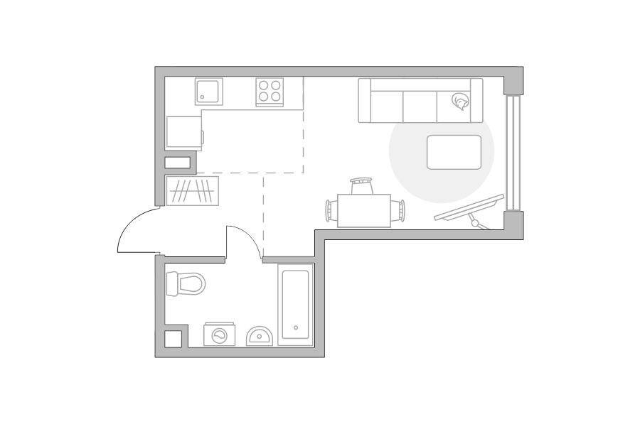 Студия 28,1 м²
