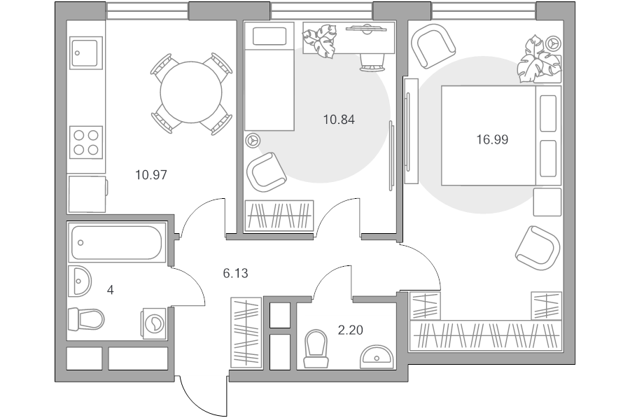 2 ккв 51,1 м²