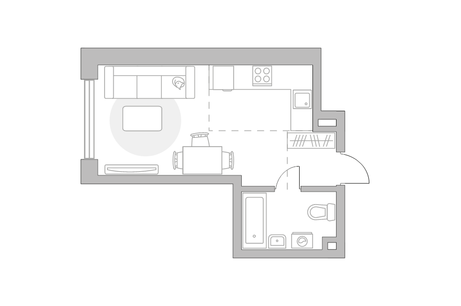 Студия 28 м²