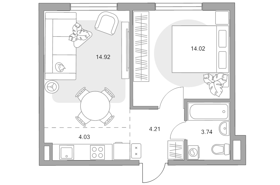 2 ккв (Евро) 40,9 м²
