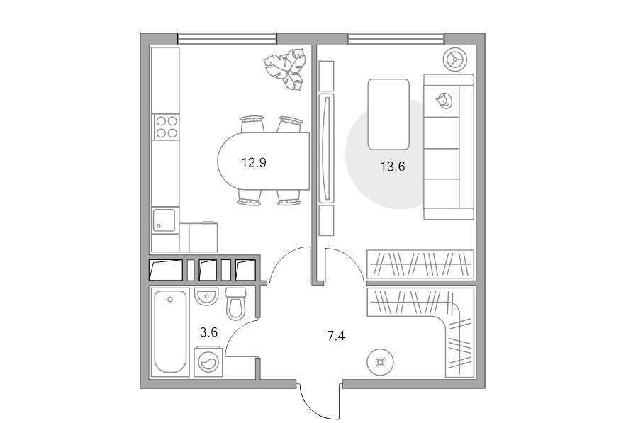 1 ккв 37,5 м²