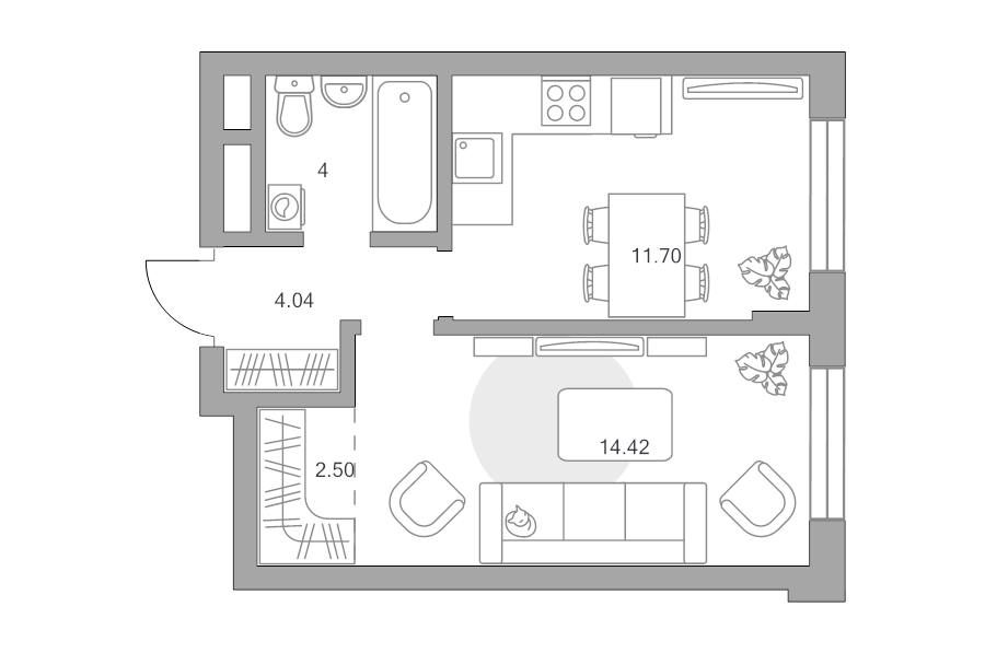 1 ккв 36,7 м²