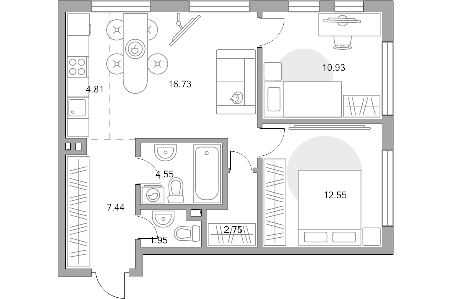 3 ккв (Евро) 61,7 м²