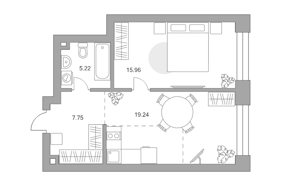 2 ккв (Евро) 48,2 м²