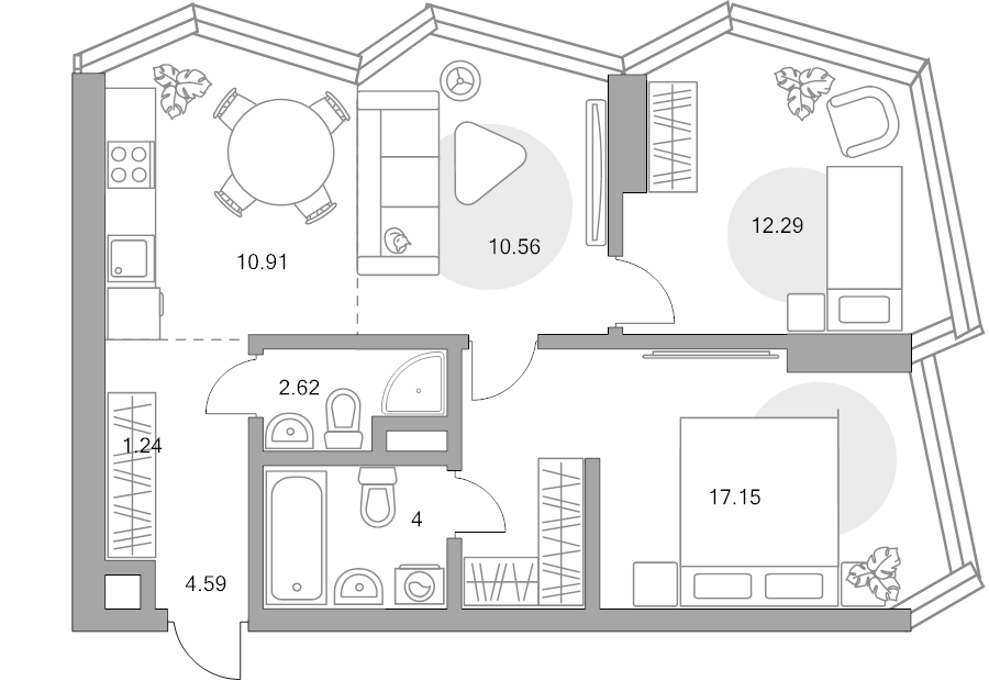 3 ккв (Евро) 63,4 м²