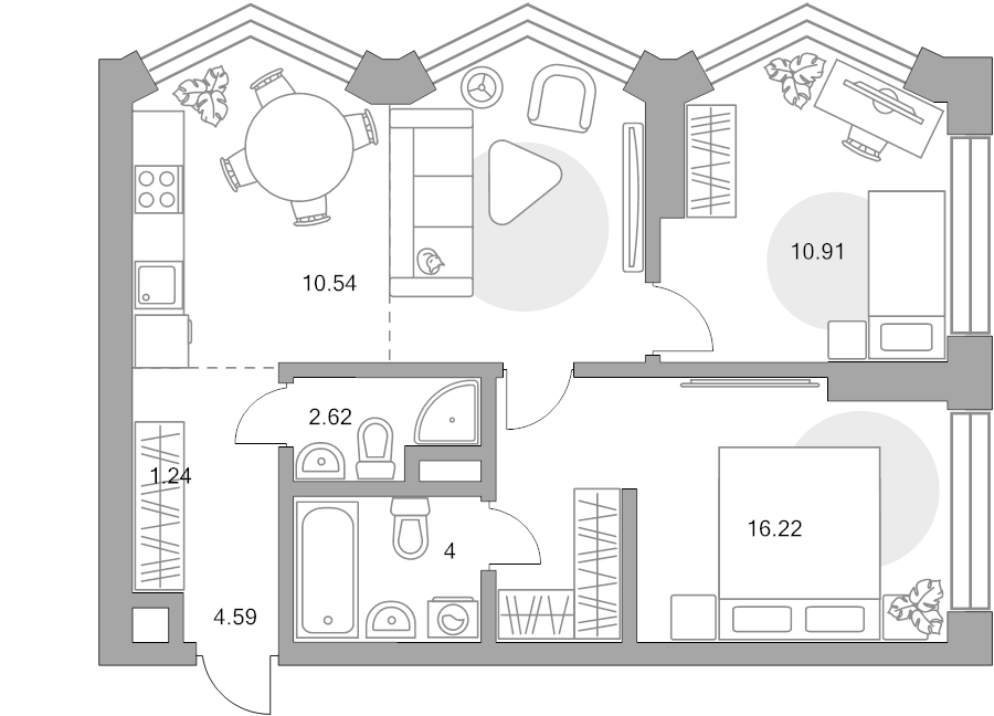 3 ккв (Евро) 60,3 м²