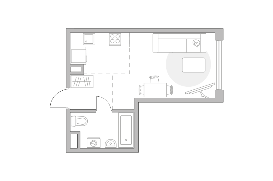 Студия 28,1 м²