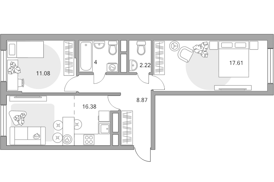 3 ккв (Евро) 60,2 м²