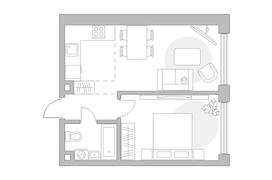 2 ккв (Евро) 43,7 м²