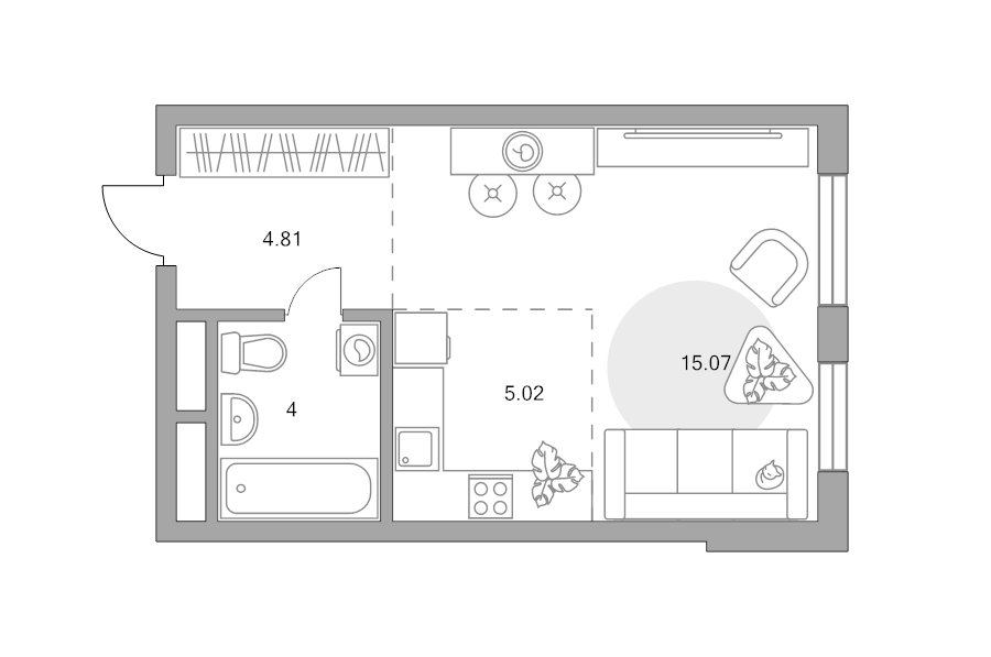 Студия 28,9 м²