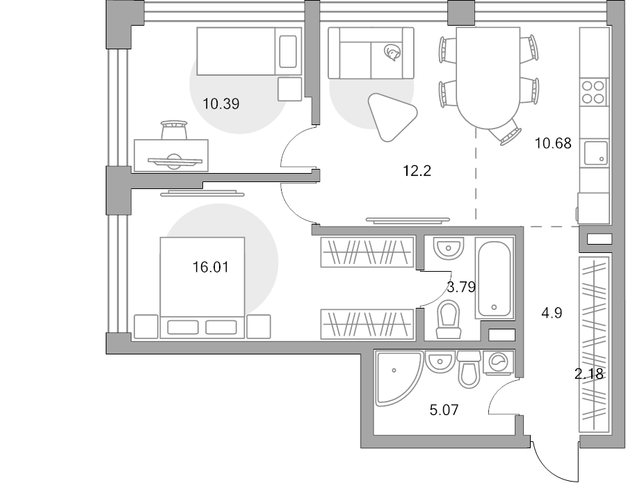 3 ккв (Евро) 65,2 м²