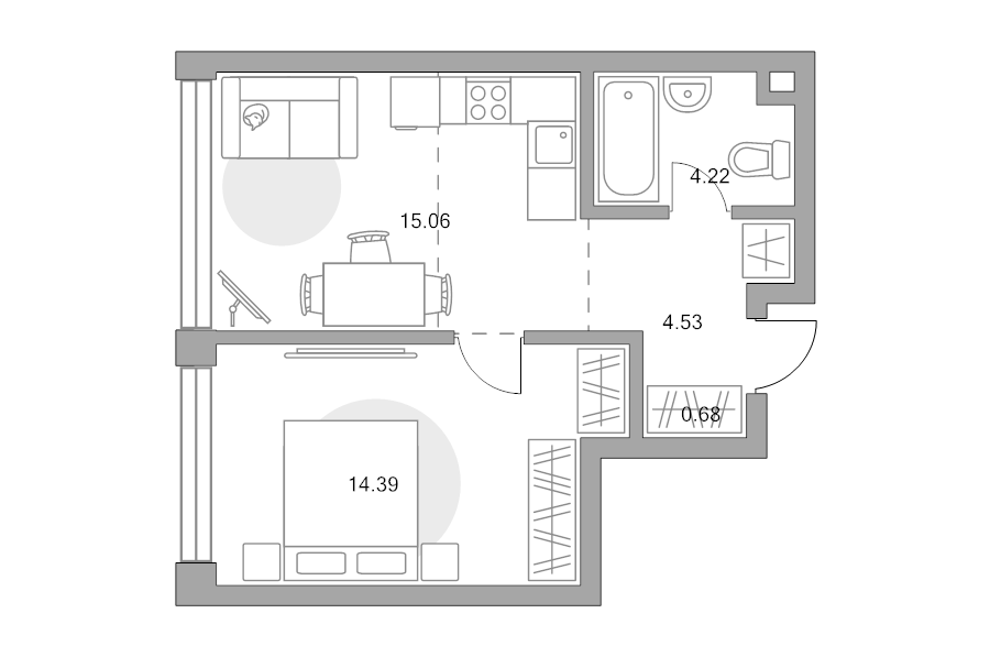 2 ккв (Евро) 38,9 м²