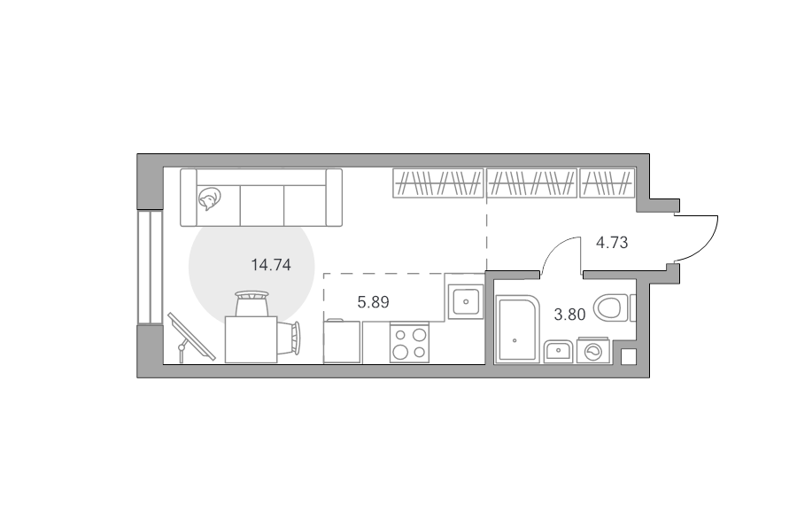Студия 29,2 м²