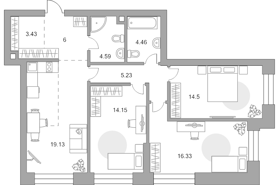 4 ккв (Евро) 87,8 м²
